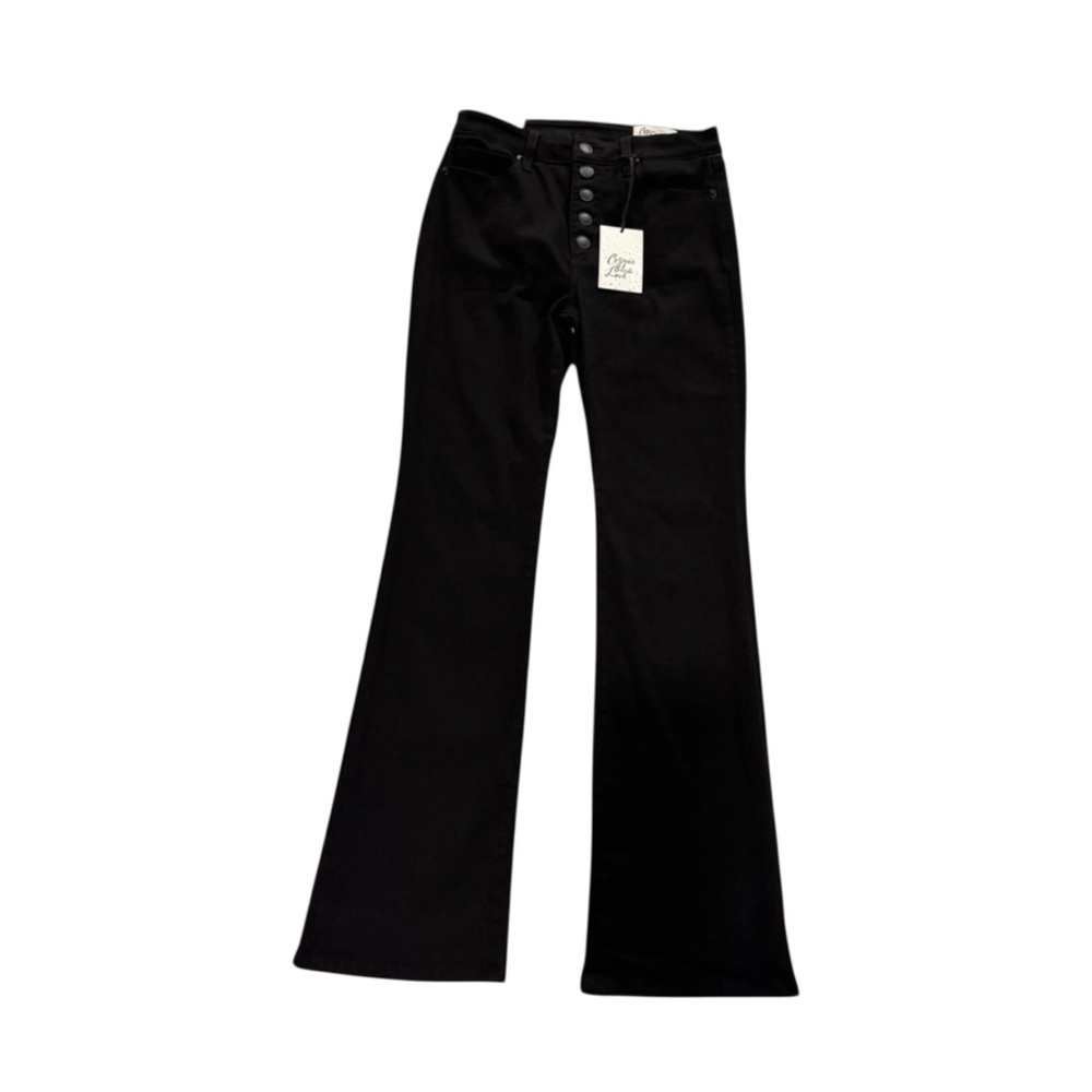 Cosmic Blue Love Jeans Womens Size 29 All Button Fly Black Stretch Denim